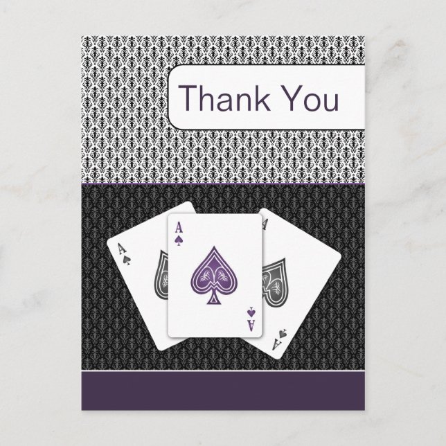 purple 3 aces vegas wedding Thank You cards (Front)