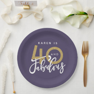 purple 40 and fabulous birthday party paper plates