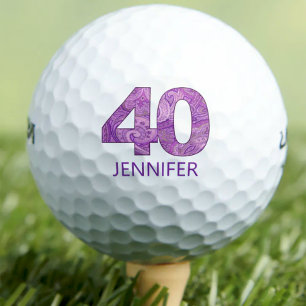 Purple 40th Birthday Golfer Gift 40 Years elegant Golf Balls