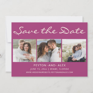 Purple 4-Photo 2-Sided Wedding Save Date Save The Date