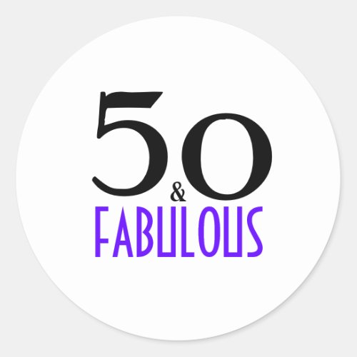 Purple 50 and Fabulous 50th Birthday Party Invitat Classic Round Sticker