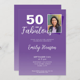 Purple 50 and Fabulous 50th Birthday Party  Invitation