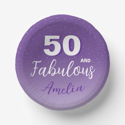 Purple 50 and Fabulous 50th Birthday Party Paper Bowls