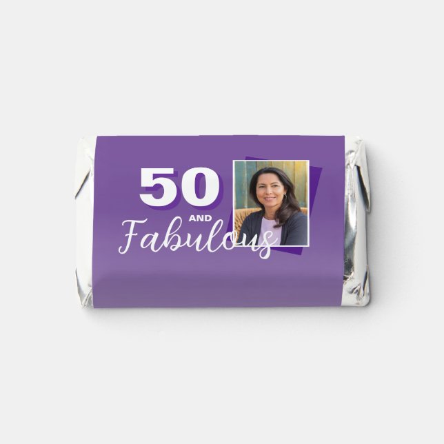 Purple 50 and Fabulous 50th Birthday Party Photo  Hershey's Miniatures (Front)