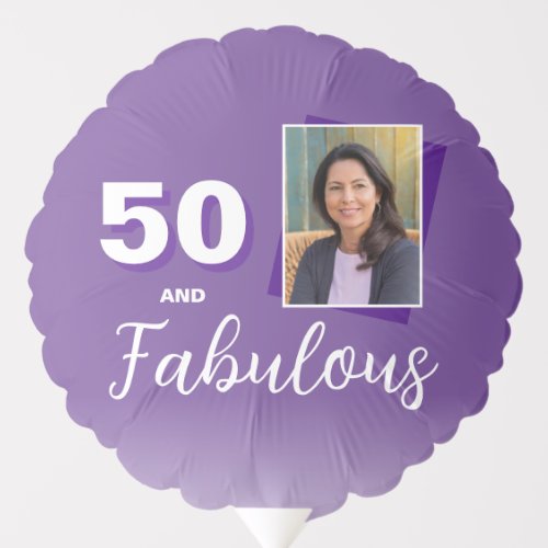Purple 50 and Fabulous 50th Birthday Photo Balloon