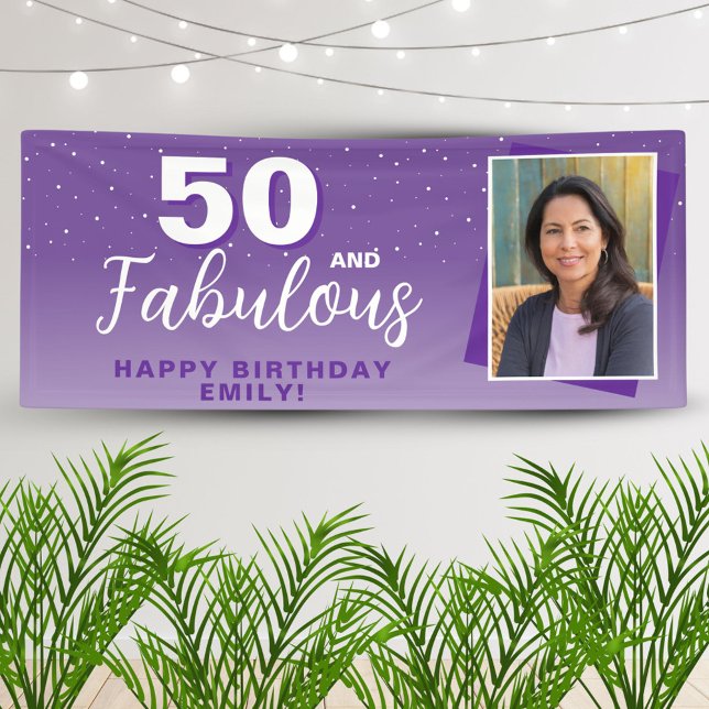 Purple 50 and Fabulous 50th Birthday Photo Banner (Creator Uploaded)
