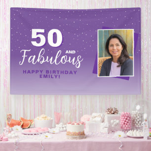 Purple 50 and Fabulous 50th Birthday Photo Banner