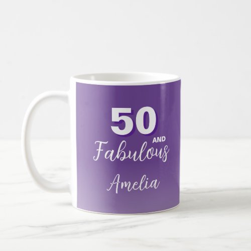 Purple 50 and Fabulous 50th Birthday Photo Coffee Mug