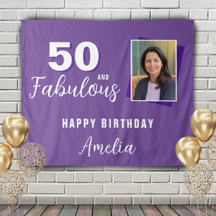 Purple 50 and Fabulous Birthday Photo Backdrop
