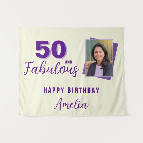 Purple 50 and Fabulous Birthday Photo Backdrop