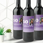 Purple 50 and Fabulous Glitter 50th Birthday Photo Wine Label<br><div class="desc">Purple 50 and Fabulous Glitter 50th Birthday Photo Wine Label. Personalize the labels with your photo,  your name and the age number.  It`s great for a woman`s birthday party.</div>