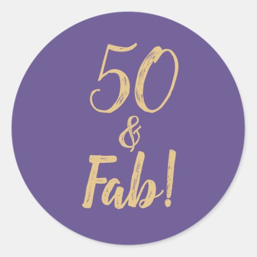 Purple 50  Fab 50th Birthday Party Classic Round Sticker