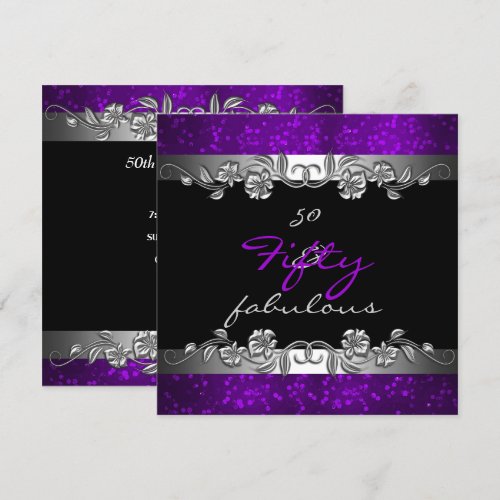 Purple 50 &amp; Fabulous 50th Birthday Party Personalized Announcement