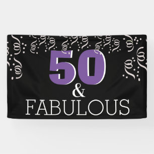 Purple 50 Fabulous Happy 50th Birthday Banner