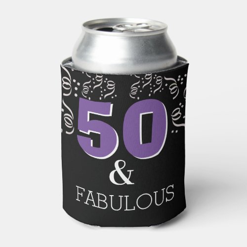 Purple 50 Fabulous  Happy 50th Birthday Can Cooler