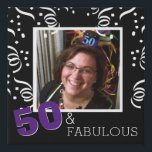 Purple 50 Fabulous Happy 50th Birthday Faux Canvas Print<br><div class="desc">If you know a woman turning 50 and loves the color purple then this would be a unique 50th birthday present. Add a photo from her 50th birthday party and create a memorable gift. You can even change the age of this fun wall decor to any age. Make turning 50...</div>