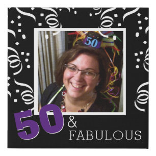 Purple 50 Fabulous Happy 50th Birthday Faux Canvas Print