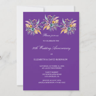 Purple 50th anniversary wedding anniversary  invitation