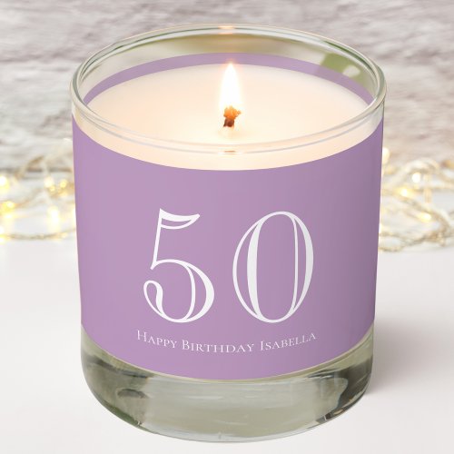 Purple  50th Birthday  Scented Jar Candle