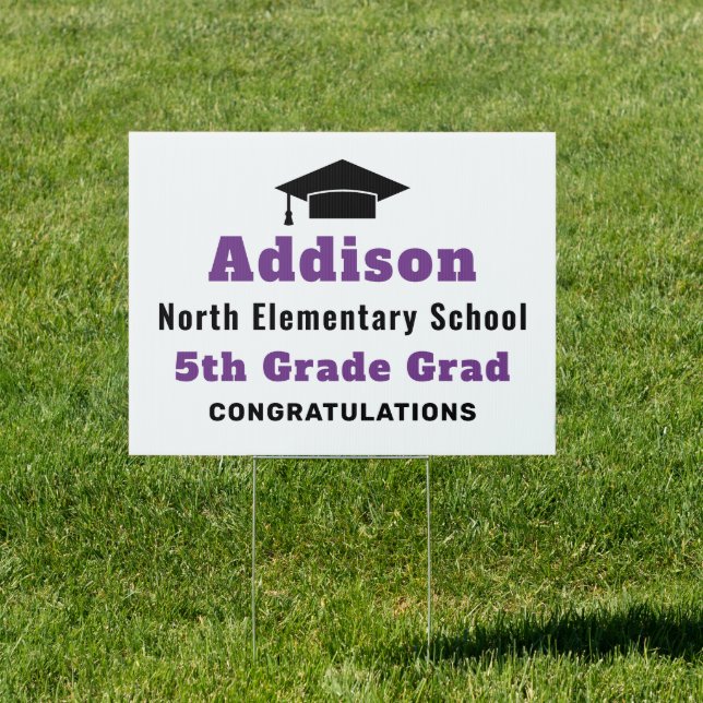 Purple 5th Grade Grad Congratulations Sign (Insitu)