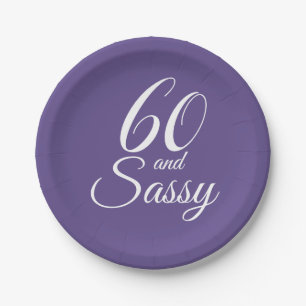 Purple 60 and Sassy Birthday Party Paper Plates