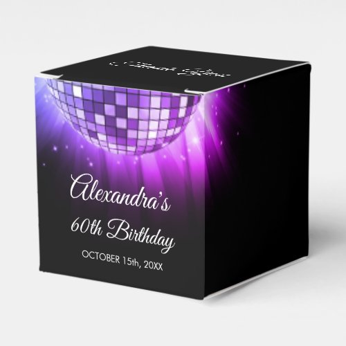 Purple 60th Birthday Party 70s Disco Ball Favor Boxes