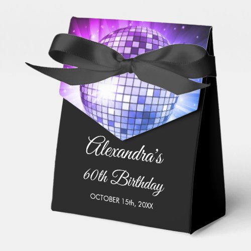 Purple 60th Birthday Party 70s Disco Ball Favor Boxes