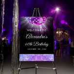 Purple 60th Birthday Party 70's Disco Ball Foam Board<br><div class="desc">Set the stage for a night of groovy celebration with our Purple 60th Birthday Party 70's Disco Ball Foam Board Sign. This sign is the perfect way to welcome guests to your milestone birthday party while infusing a vibrant '70s nostalgia into your event decor. In a lively shade of purple,...</div>