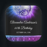Purple 60th Birthday Party 70's Disco Ball Paper Plates<br><div class="desc">Elevate your 60th birthday celebration with our Purple 70's Disco Ball Plates, designed to bring a pop of color and a nostalgic '70s flair to your party tableware. In a lively shade of purple, these plates exude vibrancy and fun, setting the stage for a memorable celebration. The disco ball graphic...</div>