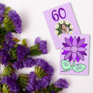Purple 60th Birthday Simple Purple Sunflower Invitation