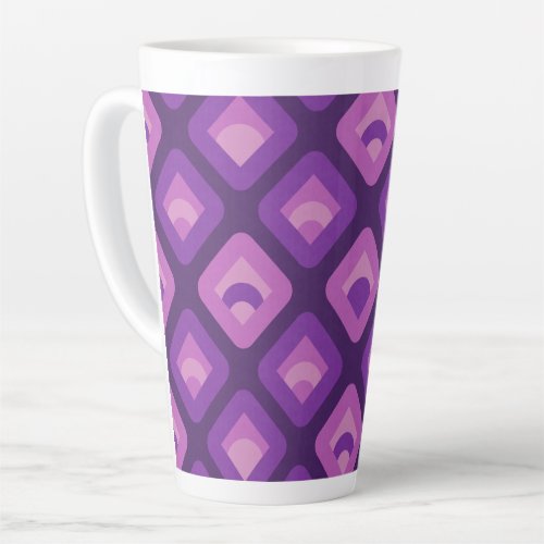 Purple 70s retro sunset cubes pattern latte mug