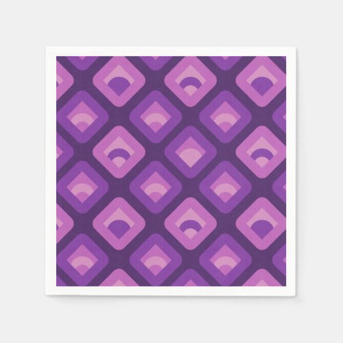 Purple 70s retro sunset cubes pattern napkins