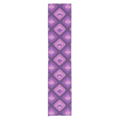 Purple 70s retro sunset cubes pattern short table runner