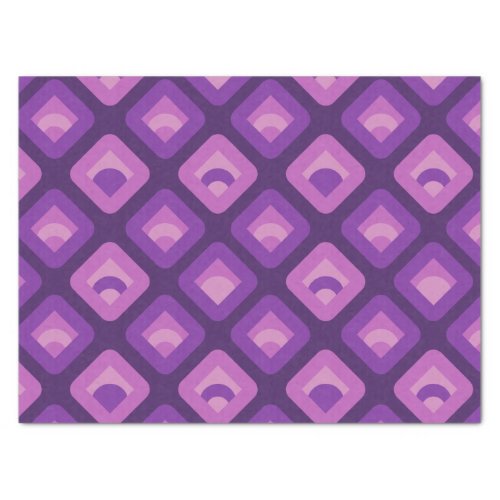 Purple 70s retro sunset cubes pattern tissue paper