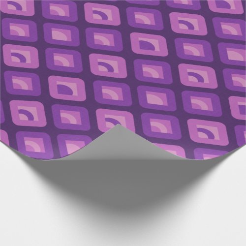 Purple 70s retro sunset cubes pattern wrapping paper