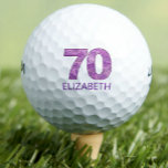 Purple 70th Birthday Golfer Gift 70 Years elegant Golf Balls<br><div class="desc">Purple 70th Birthday Golfer Gift 70 Years elegant Golf Balls. Celebrate a 70th birthday with style and elegance! This personalized golf ball features a "70" in a sophisticated purple paisley pattern, accompanied by a customizable name. Perfect for golf-loving women who appreciate a refined design, this unique keepsake is ideal as...</div>