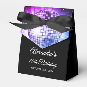 Purple 70th Birthday Party 70's Disco Ball Favor Boxes