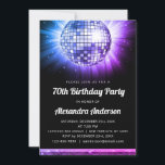 Purple 70th Birthday Party 70's Disco Ball Invitation<br><div class="desc">Step back in time to the disco era with our Purple 70th Birthday Party 70's Disco Ball Invitation. This vibrant and nostalgic invitation is the perfect way to set the mood for your milestone celebration. In a dazzling shade of purple, this invitation captures the energy and fun of the '70s....</div>