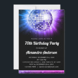 Purple 70th Birthday Party 70's Disco Ball Invitation<br><div class="desc">Step back in time to the disco era with our Purple 70th Birthday Party 70's Disco Ball Invitation. This vibrant and nostalgic invitation is the perfect way to set the mood for your milestone celebration. In a dazzling shade of purple, this invitation captures the energy and fun of the '70s....</div>