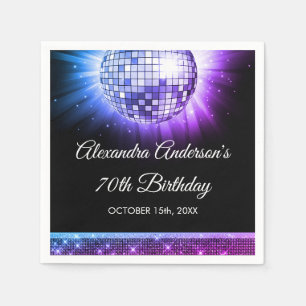 Purple 70th Birthday Party 70's Disco Ball Napkins