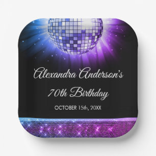 Purple 70th Birthday Party 70's Disco Ball Paper Plates