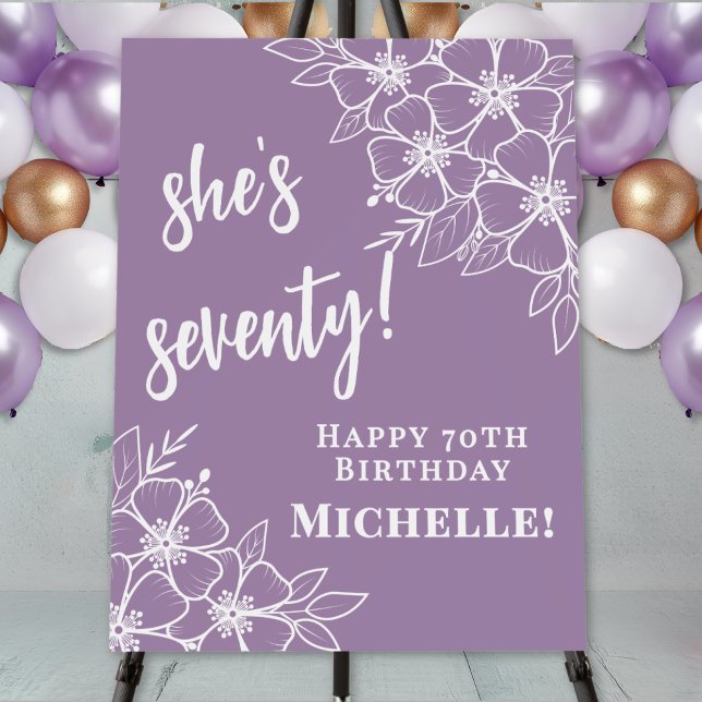 Purple 70th Birthday Party Welcome Foam Board (Purple 70th Birthday Party Welcome Foam Board)