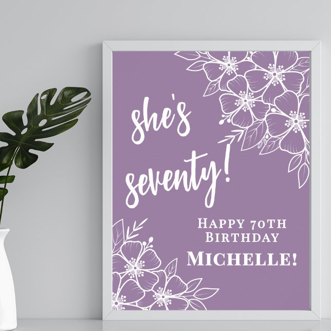 Purple 70th Birthday Party Welcome Poster (Purple 70th Birthday Party Welcome Poster)