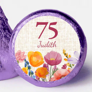 Purple 75th Birthday Floral 75 Garden Party Hershey®'s Kisses®