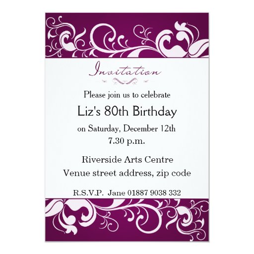 Purple 80th Birthday Invitation | Zazzle