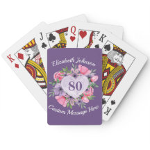 Purple 80th Birthday Personalized Playing Cards