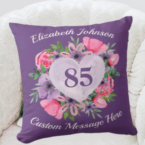 Purple 85th Birthday Pillow for Women
