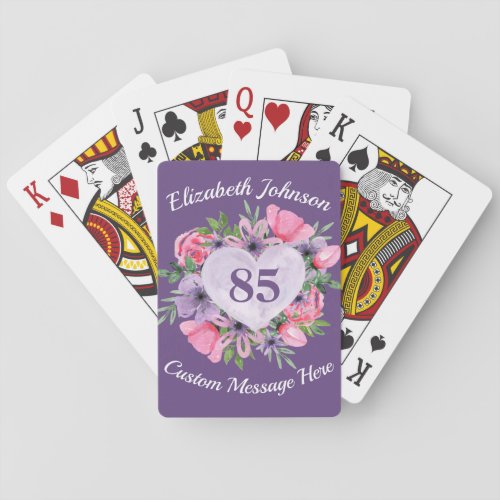 Purple 85th Birthday Playing Cards for Women