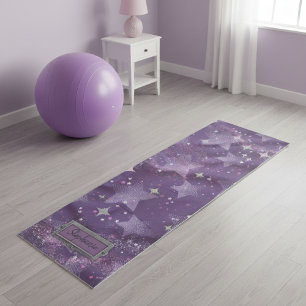Purple 90s Retro Grunge Stars Yoga Mat