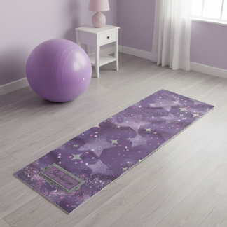 Purple 90s Retro Grunge Stars Yoga Mat